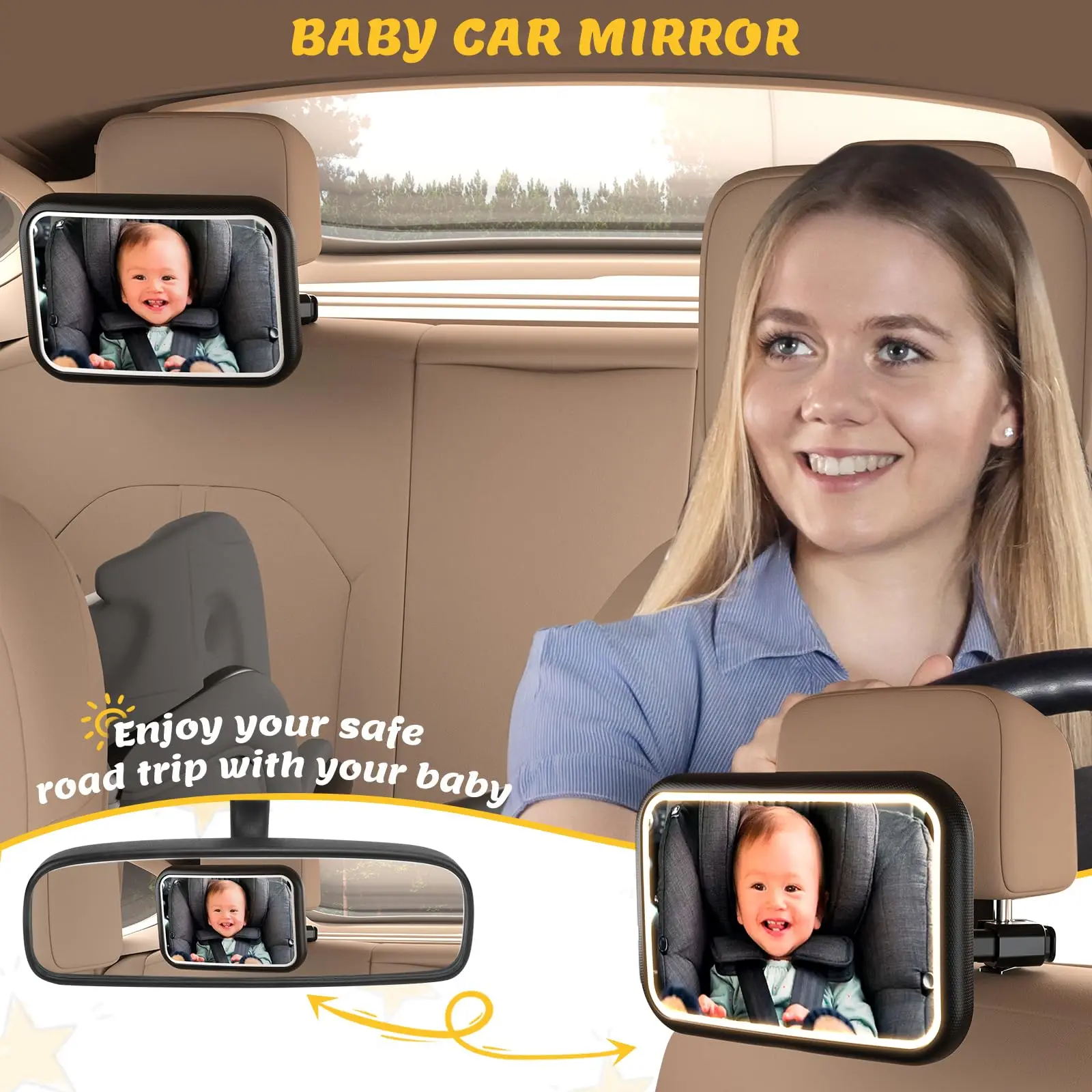 Babyautospiegel mit Licht, 7 R – Interior Design Remote Bewertung und Preis